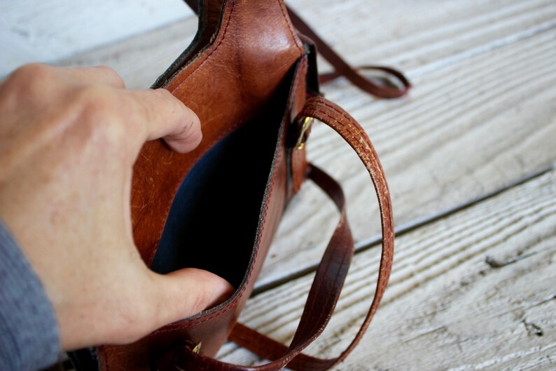 BOHO PURSE, vintage 60s 70s fashion, brown leather bag hippie image 8