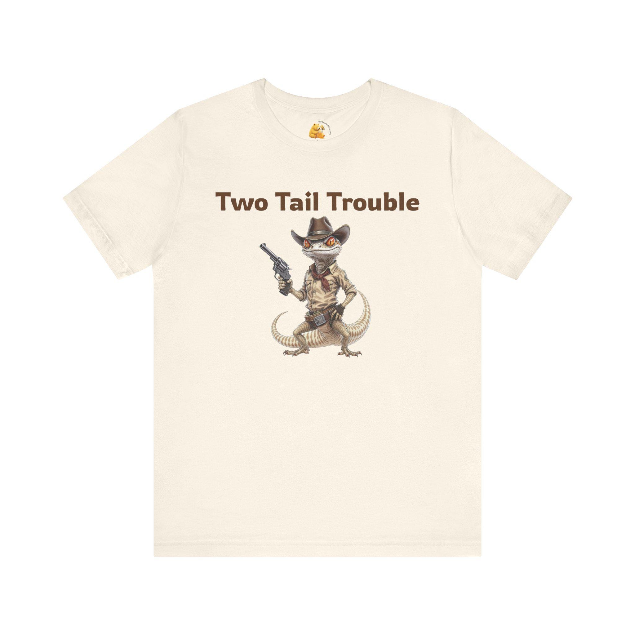 Camiseta de Gecko de Dos Colas, Gecko Divertido - Dos Colas y Pistola, Camiseta del Oeste - Top Gráfico Humorístico - Amantes de los Geckos