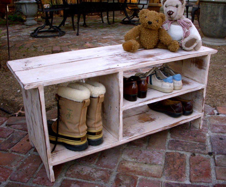 shoe storage shelf bench entry way furniture distressed decor 36.5
