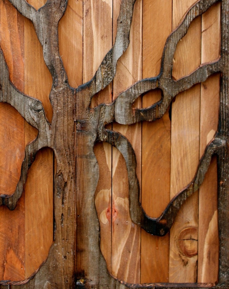 Rustic home decor tree art wall hanging salvaged wood 37x22 Etsy