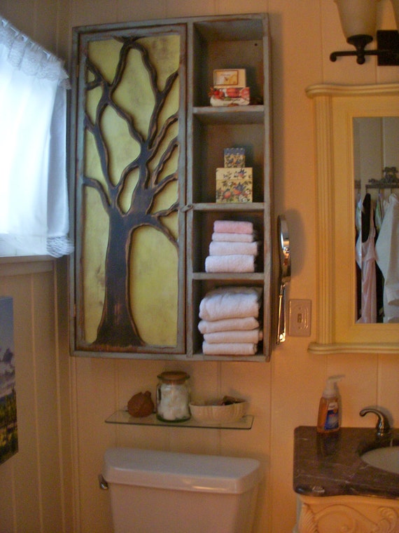 Wooden Bath Cabinet Large Wall Storage Bathroom Vanity Shelves Apothecary