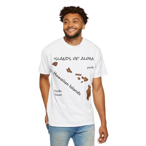 Hawaiianische Inseln Karte T-Shirt - Lässige Bademode, Reisegeschenk, Sommer Outfit, Urlaubsoberteil, Unisex Grafik-T-Shirt