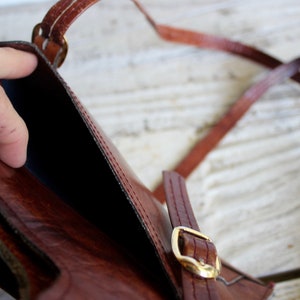 BOHO PURSE, vintage 60s 70s fashion, brown leather bag hippie image 9