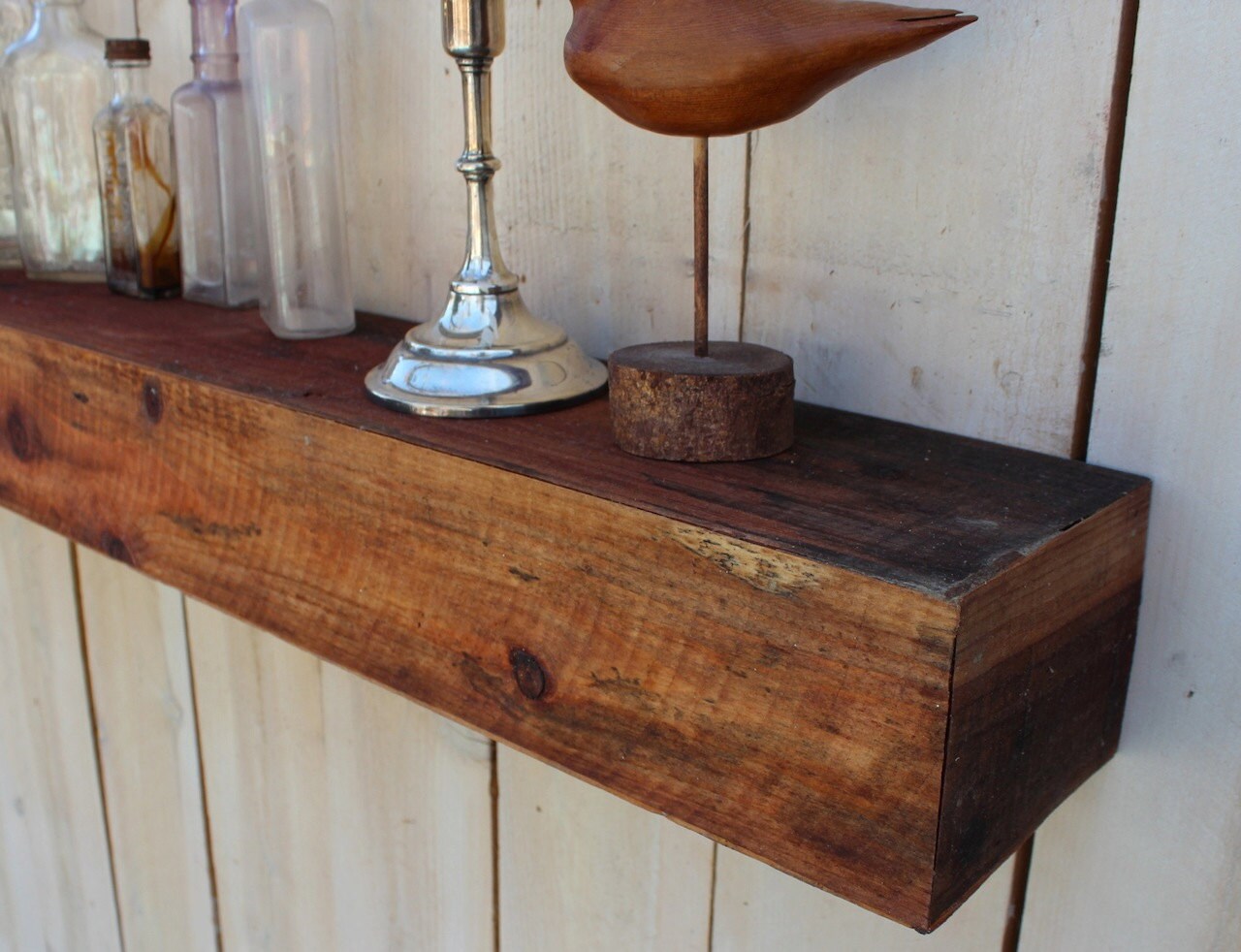 chunky beam wall shelf floating shelves distressed wood Etsy