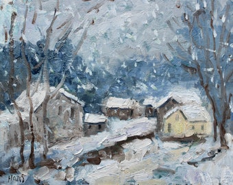 Contemporary Winter Landscape Oil Painting