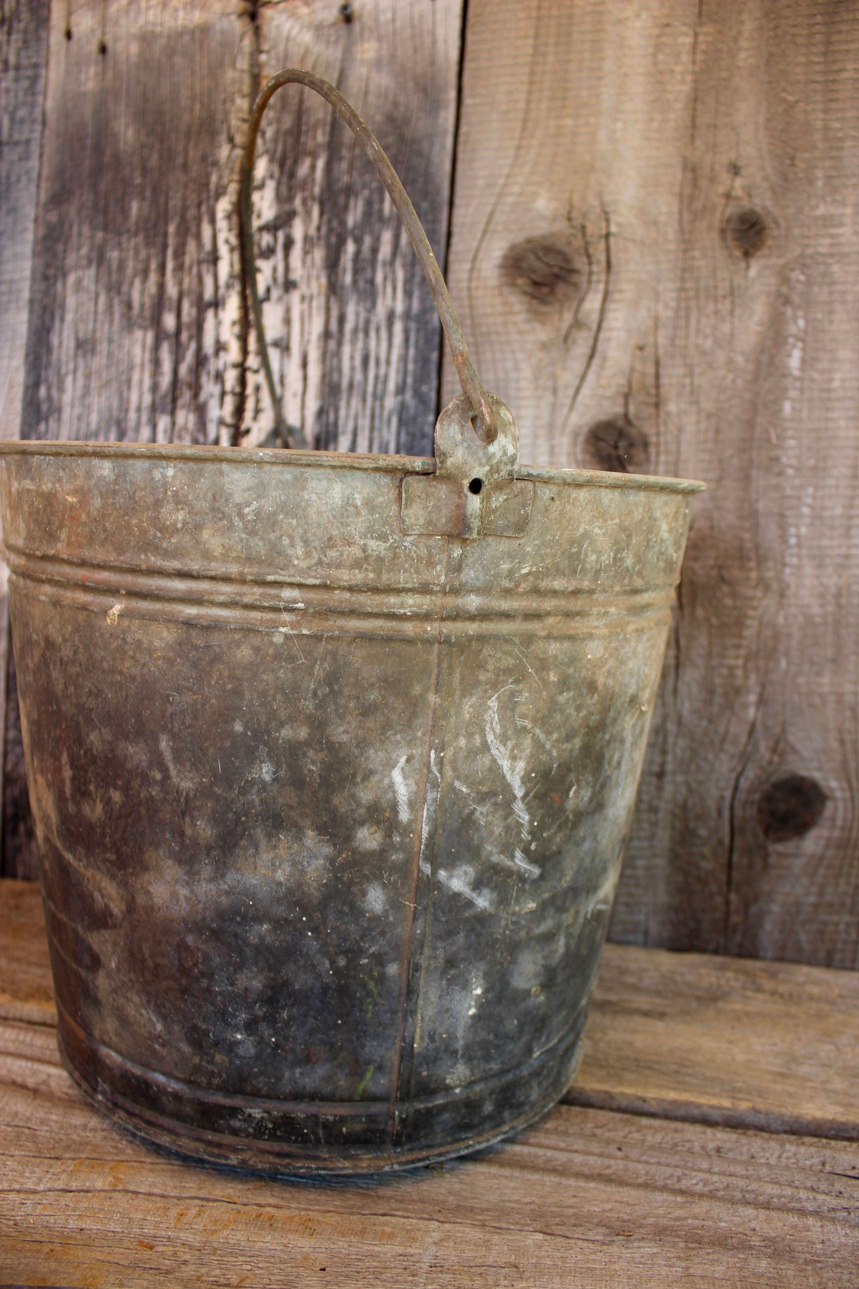 French antiques rustic metal bucket primitive bucket home Etsy
