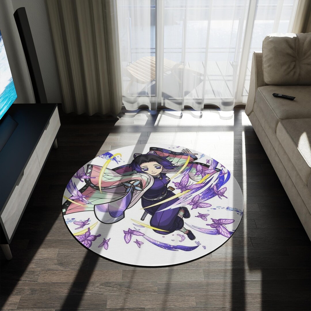Round Rug, Shinobu Demon Slayer Anime Fan Gift, Carpet Decor, Bedroom ...