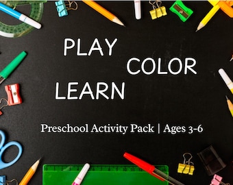 Preschool Printable Activity Pack Ages 3-6 |  ABC Numbers, Tracing, Coloring & Learning Worksheets