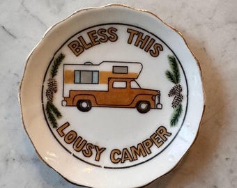Vintage Lousy Camper Dish/ Plate