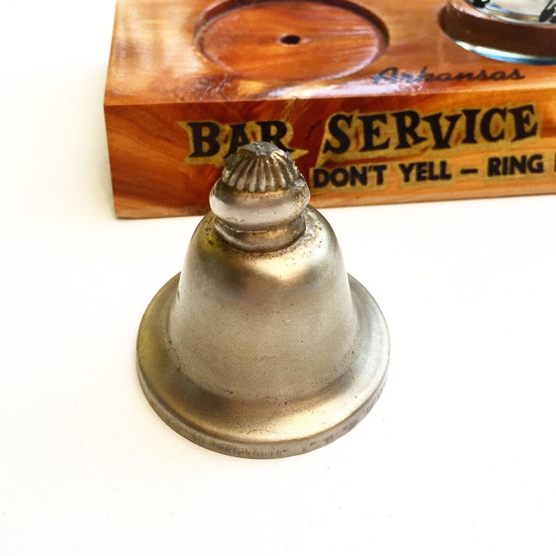 Vintage Arkansas Bell, Shot Glass and Wooden Holder image 2
