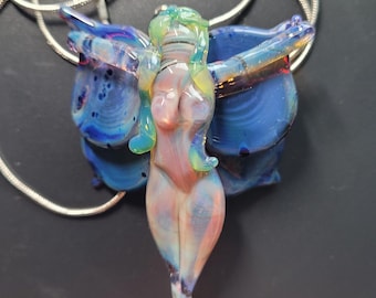 Glass dragonfly Fairy Pendant - Forest Faerie Necklace - Glass Necklaces - One of a kind gift