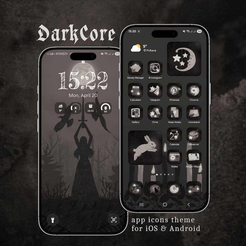 Cute Dark Icon Theme - Etsy