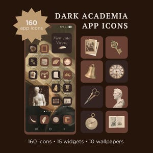 Dark Academia App Icons, Antique Homescreen Theme (Digital Download)