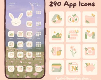 Pastel Pink App Icons Android Theme, Home Screen (Digital Download)