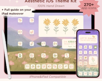 Delicate Pink iOS Theme Kit, iPad Homescreen Icons (Digital Download)