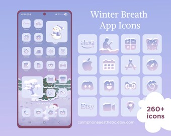 Winter App Icons, Blue Theme, iOS and Android (Digital Download)