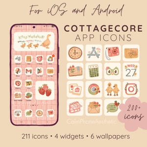 Cottagecore App Icons for Cottagecor lover, Aesthetic App Icons Pack, iPhone and Android Phone Theme, Cute Widgets, iOS Aesthetic Icons