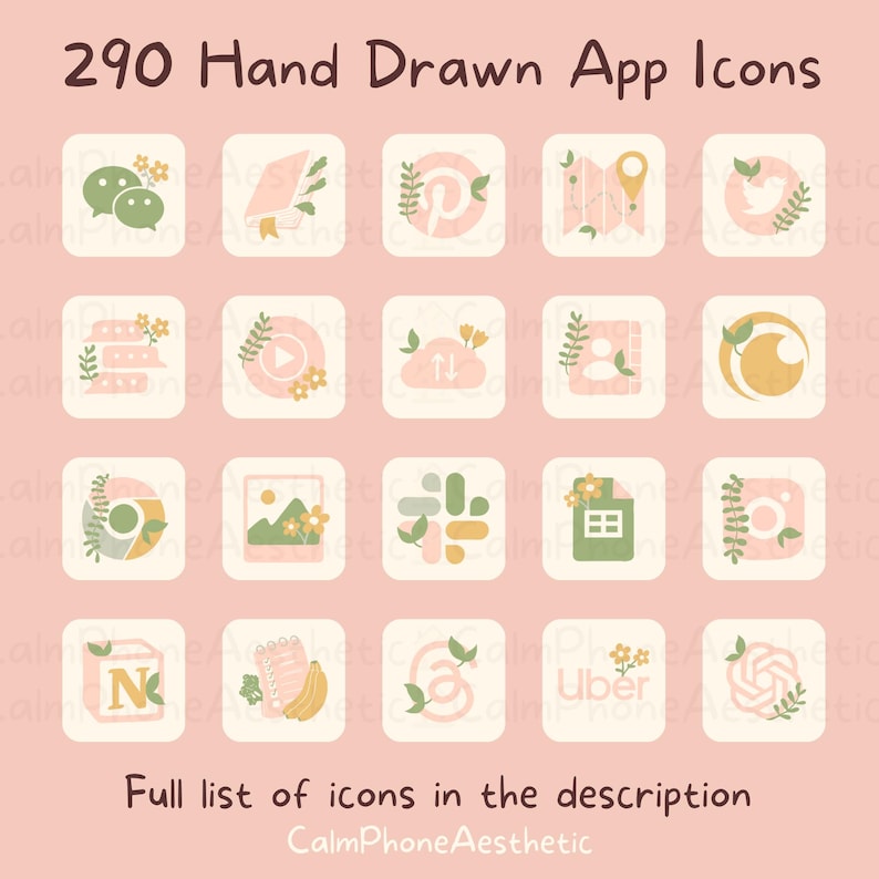 Pastel Pink App Icons Android Theme, Home Screen (digital Download ...