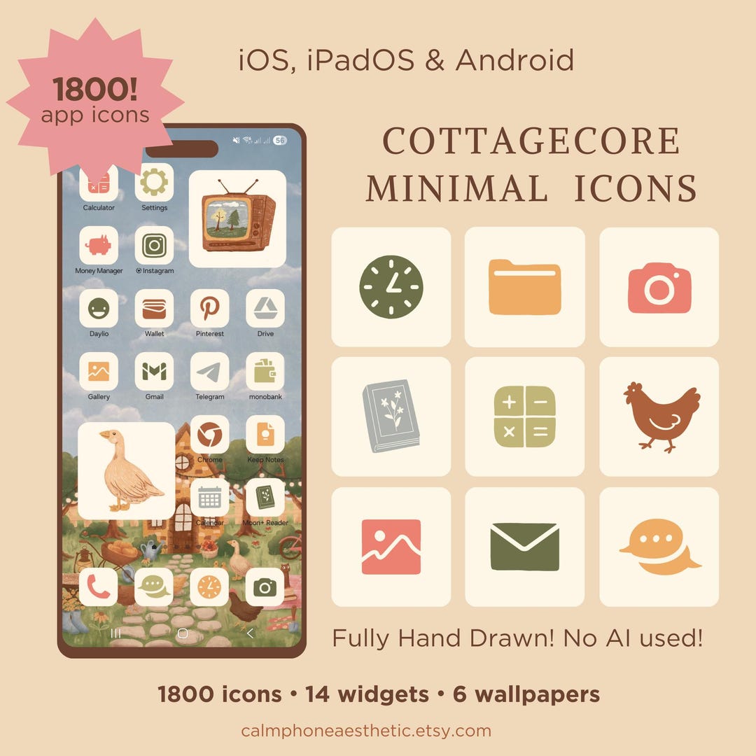 Summer Cottagecore App Icon Pack, 1800 Neutral App Icons - Etsy