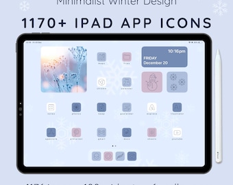 Blue Winter iPad App Icons, Minimalist iOS Theme (Digital Download)