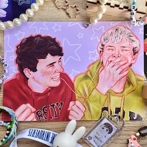 dan and phil phanart print a5 - cute university hoodies  phan digital fanart artprint