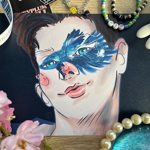 amazingphil phanart print a5 - cute phil lester blue norman digital fanart artprint