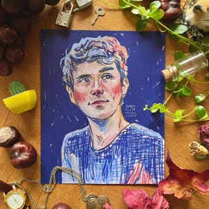 dan howell phanart print a5 - cute dan howell mix media digital fanart artprint