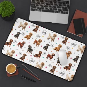 Dachshund Desk Mat, Large Mouse Pad, Dog Lover Gift, Home Office Decor, Dog Mom Gift, Cute Animal Desk Accessory
