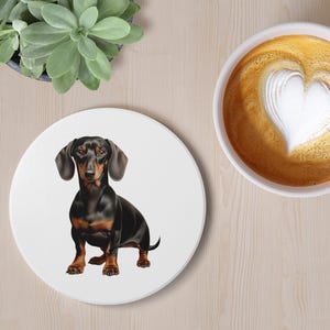 Dachshund Ceramic Coaster, Dog Lover Gift, Pet Owner Decor, Drink Coaster, Home Office Accessories