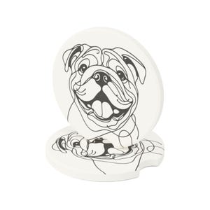 English Bulldog Car Coaster Soapstone, Minimalist Line Art, Car Accessories, Bulldog Lover Gifts, Holiday Gifts