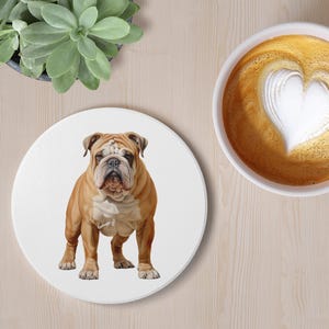Bulldog Ceramic Coaster - Round or Square, Drink Coaster, Dog Lover Gift, Home Decor, Pet Coaster, Housewarming Gift