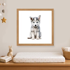 Husky Puppy Nursery Poster, Gender Neutral Dog Wall Art for Baby Room Decor, Baby Shower Gift, Dog Lover Nursery Print