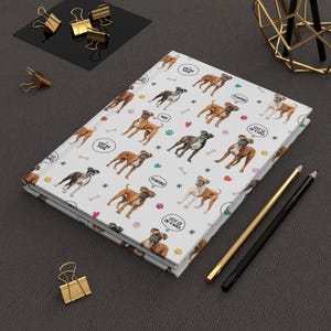 Boxer Dog Hardcover Journal Notebook - Cute Pet Puppy Writing Diary, Animal Lover Gift, Dog Owner Planner, Doggie