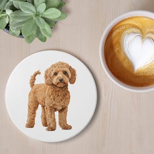Cockapoo Ceramic Coaster, Dog Lover Gift, Pet Owner Decor, Drink Coaster, Home Office Accessories