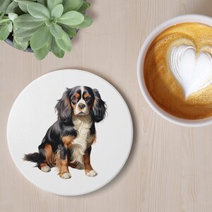 King Charles Dog Ceramic Coaster - Round or Square, Drink Coaster, Dog Lover Gift, Home Decor, Pet Coaster, Housewarming Gift