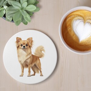 Chihuahua Ceramic Coaster, Dog Lover Gift, Pet Owner Decor, Drink Coaster, Home Office Accessories