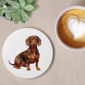 Dachshund Ceramic Coaster, Dog Lover Gift, Pet Owner Decor, Drink Coaster, Home Office Accessories