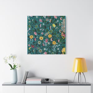 Floral Canvas Wall Art - Colorful Nature-Inspired Home Decor, Eco-Friendly Botanical Print, Garden Lover Gift, Cottagecore Wall Hanging
