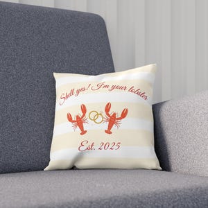 Personalized Lobster Wedding Cushion, Engagement Gift, Nautical Decor, Maritime Pillow, Anniversary Present