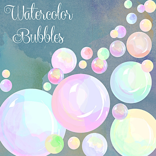 Watercolor Clipart, bubbles in watercolor, scrapbooking supplies, digital art, digital download, nursery art, nursery invitation art