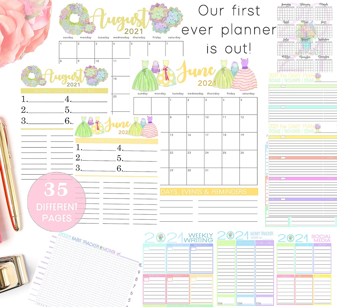 Printable Day Planner 365 Day Monthly Calendar Goal Sheets - Etsy