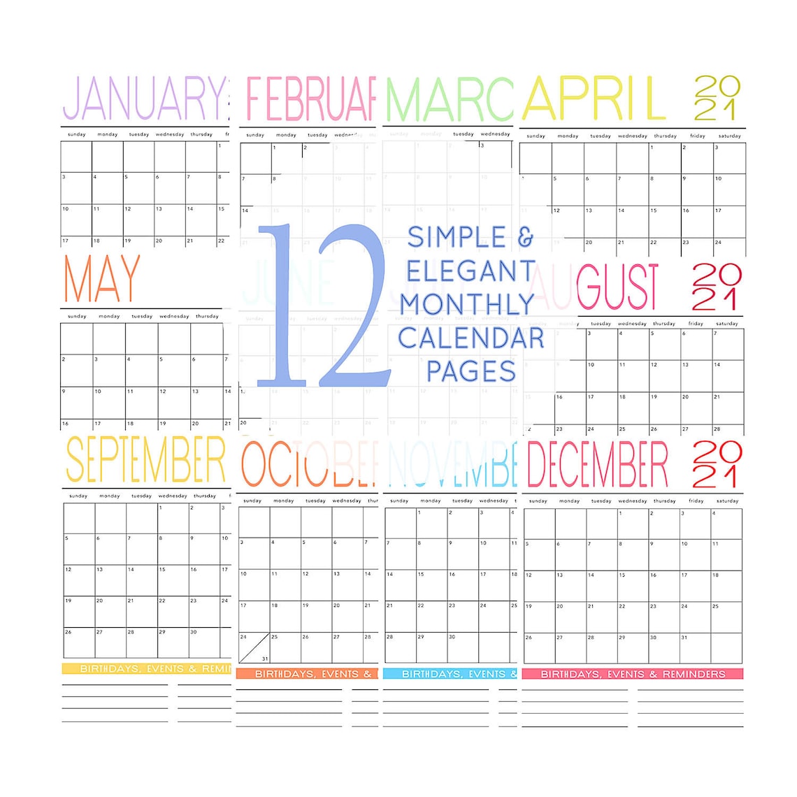 Printable Day Planner 365 Day Monthly Calendar Goal Sheets | Etsy