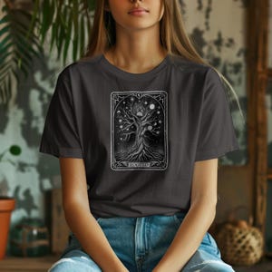 生命の樹 Tシャツ スピリチュアル Tシャツ タロット Tシャツ エソテリック Tシャツ ルーティング グラウンディング Tシャツ ブラック オーガニックコットン