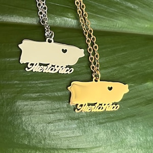 Porto Rico Map Anhänger Halskette: Edelstahl Boricua Schmuck
