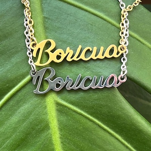 Boricua Halskette, Boricua Schmuck, Puerto Rico Geschenk-Ideen, Puerto Rico Schmuck, Puerto Rico Halskette Geschenk für Tochter Seguimos Aqui Schmuck