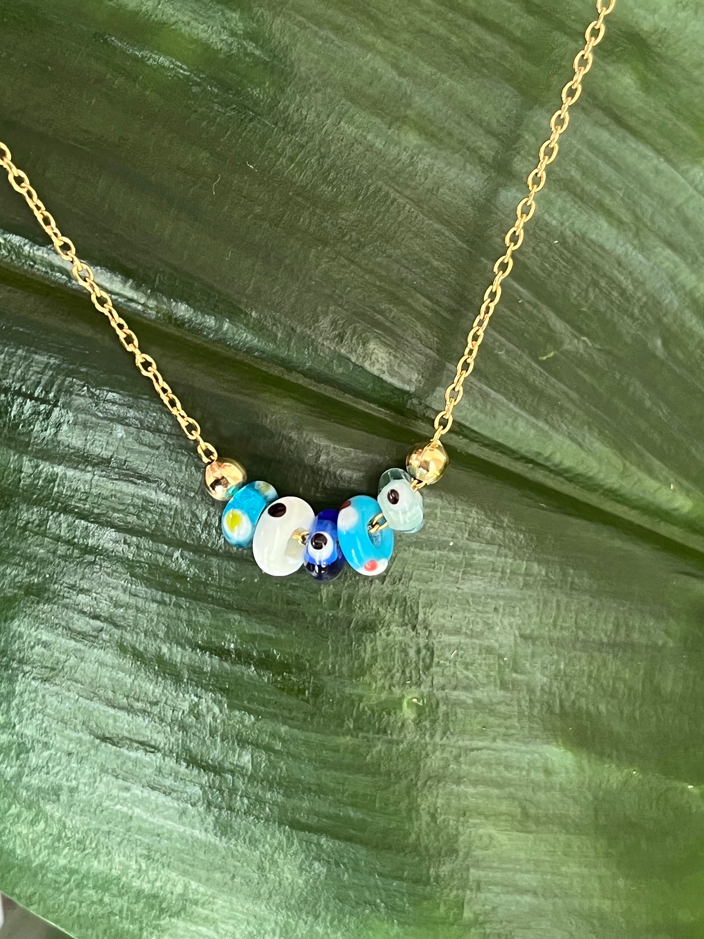 Evil Eye Necklace, Nazar Necklace, Evil Eye Choker, Adjustable Layering Necklace, 18K Gold Plated Dainty Choker, Turkish Eye Choker Necklace