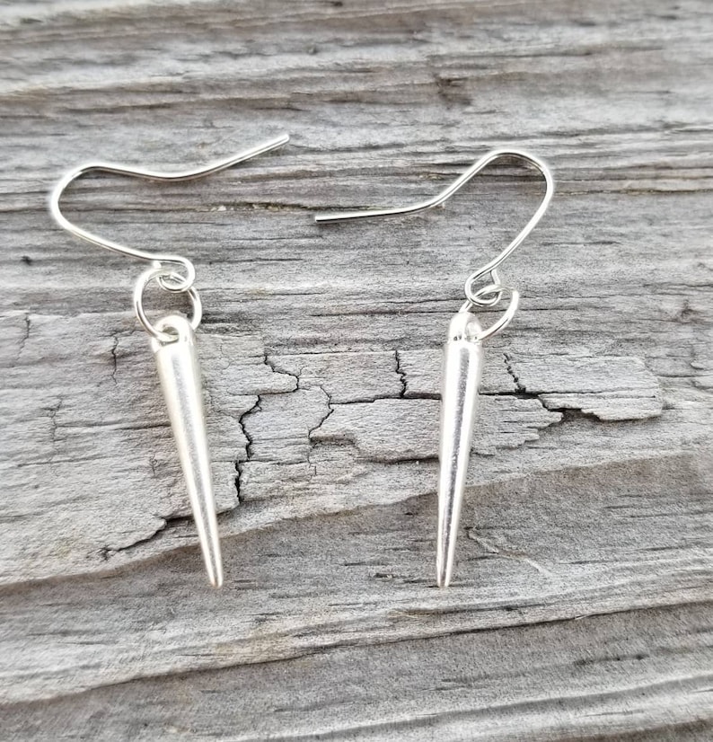 Spike Dangles Tibetan Silver Spike Earrings, Spike Earrings Mens Spike Earrings Punk Rocker Spike Jewelry Silver Spike Earrings