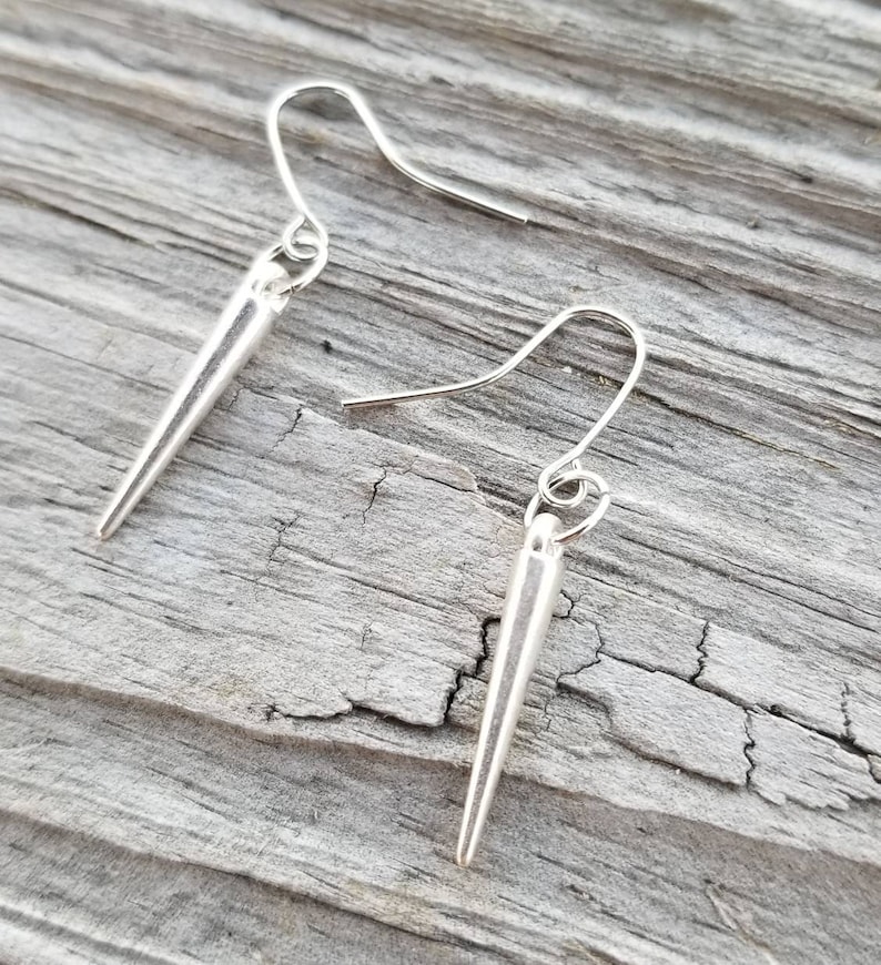 Spike Dangles Tibetan Silver Spike Earrings, Spike Earrings Mens Spike Earrings Punk Rocker Spike Jewelry Silver Spike Earrings