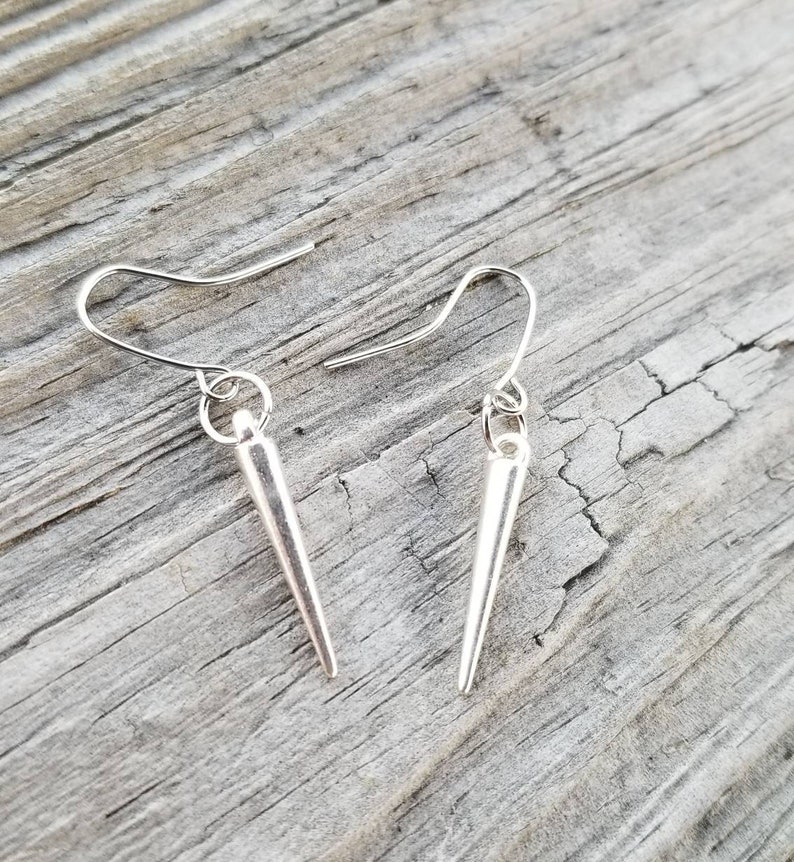 Spike Dangles Tibetan Silver Spike Earrings, Spike Earrings Mens Spike Earrings Punk Rocker Spike Jewelry Silver Spike Earrings