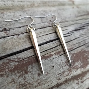 Silver Spike Dangle Earrings: Unisex Punk Rock Jewelry